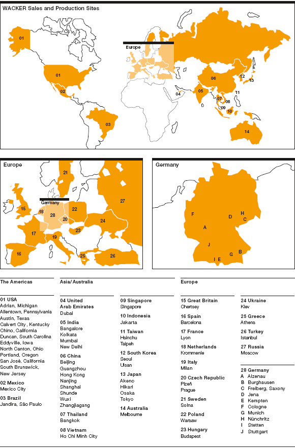 WACKER Sales and Production Sites