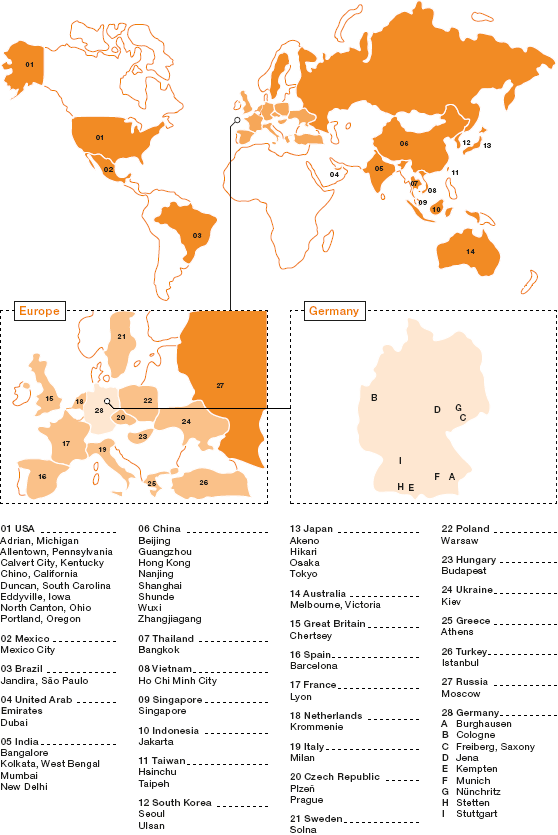 WACKER Sales and Production Sites (map)