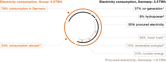 Electricity Supply for the WACKER Group in 2012 (Tortendiagramm)