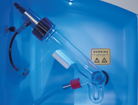 Spray chamber of an evaporative light-scattering detector. This instrument is used for chromatographic determination of the quantities of non-volatile compounds. (photo)