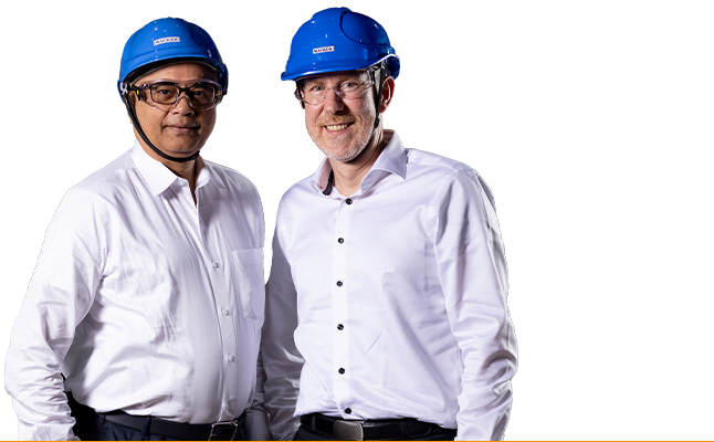 Soumitra Mukherjee and Dr. Sascha Büchel head the silicone joint venture run by WACKER and Metroark in India. (Photo)