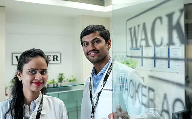 Sharmistha Ghosh and Makarand Vanjari work at the Mumbai technical center, where they develop skim coat for the Indian market. (Photo)